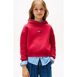 Tommy Hilfiger Kız Çocuk Rahat Kalıp Taşlı Amblemli Kapüşonlu Sweatshirt - Kırmızı - 10 Yaş