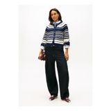 Tommy Hilfiger Lacivert-Beyaz Kadın Çizgili Hırka CO CARDI STITCH C-NK LS CARDI