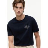 Tommy Hilfiger Lacivert Erkek Bisiklet Yaka Regular Fit T-Shirt MW0MW43224DW5_SCRIPT Stack Regular
