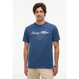 Tommy Hilfiger Lacivert Erkek Bisiklet Yaka T-Shirt MW0MW33691DBZ_SCRIPT Logo Tee - Koyu Mavi