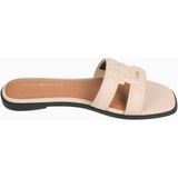 Tommy Hilfiger Logo Strap Mule Flat Sandalet - Pudra