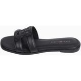 Tommy Hilfiger Logo Strap Mule Flat Sandalet - Siyah
