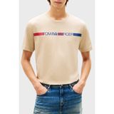 Tommy Hilfiger Logolu % 100 Pamuk Bisiklet Yaka T Shirt Erkek T Shirt MW0MW42368 Rbt - Kum - XL