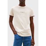 Tommy Hilfiger Logolu % 100 Pamuk Slim Fit Bisiklet Yaka T Shirt Erkek T Shirt MW0MW32584 Acg - Bej - 2XL