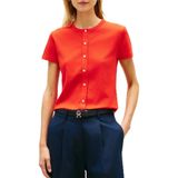 Tommy Hilfiger Logolu% 100 Pamuk Slim Fit Düğme Detaylı T Shirt Bayan T SHİRT WW0WW48709 SNE