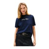 Tommy Hilfiger Logolu Kısa Kollu Pamuklu T-Shirt, S, WW0WW47819, Lacivert, Kadın