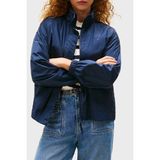 Tommy Hilfiger Logolu Su Itici Relaxed Fit Gizlenebilen Kapüşonlu Ceket Bayan Ceket WW0WW46444 C1G - Lacivert