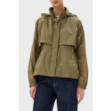 Tommy Hilfiger Logolu Su Itici Relaxed Fit Gizlenebilen Kapüşonlu Ceket Bayan Ceket WW0WW46444 Rfn - XL - Koyu Haki