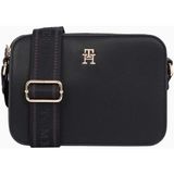 Tommy Hilfiger Logotape Camera Bag Poliüretan Malzeme ile Şık Tasarım Kadın Çanta - Siyah