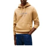 Tommy Hilfiger Marka Logolu Kapüşonlu Organik Pamuklu Kanguru Cepli Sweatshirt, S, MW0MW40864, Açık Kahverengi, erkek