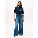 Tommy Hilfiger Mavi Kadın Dik Yaka Standart Baskılı Kazak WW0WW46779C1G