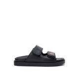 Tommy Hilfiger Metalik Logo Deri Sandalet, 38, FW0FW09121, Siyah, Kadın