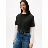 Tommy Hilfiger Modern Interlock Boxy Ss Tee Kadın Gri T-Shirt - Ww0ww47458