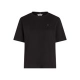 Tommy Hilfiger MODERN INTERLOCK BOXY SS TEE Siyah T-Shirt, S, WW0WW47458BDS, Black, Kadın