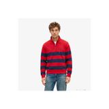 Tommy Hilfiger Nautical Block Stripe 1/4 Zip Erkek Kırmızı Sweatshirt