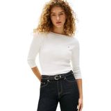 Tommy Hilfiger new cody slim boat-nk 3/4slv Kadın T-shirt nos ecru S