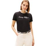 Tommy Hilfiger nos script regular c-nk ss Kadın T-shirt nos black XS