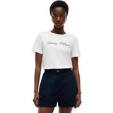 Tommy Hilfiger nos script regular c-nk ss Kadın T-shirt nos ecru L