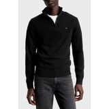 Tommy Hilfiger Pamuk ve Kaşmir Karışımlı Regular Fit Yarım Fermuarlı Kazak Erkek Kazak MW0MW28049 Bds - Siyah - 2XL