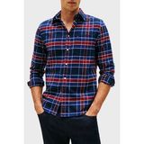 Tommy Hilfiger Pamuklu Regular Fit Uzun Kollu Ekoseli Gömlek Erkek Gömlek MW0MW40473 0ms - Lacivert - Beyaz