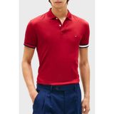 Tommy Hilfiger Pamuklu Slim Fit Düğmeli Polo Yaka T Shirt Erkek Polo Yaka T Shirt MW0MW42743 Xıt - Kırmızı