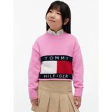 Tommy Hilfiger Pembe Kız Çocuk Bisiklet Yaka Relaxed Desenli Kazak KG0KG08922-HERITAGE Sweater - 8 Yaş