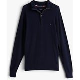 Tommy Hilfiger Pıma Org Ctn Cashmere Zıp Mock Erkek Mavi Kazak - MW0MW28049 - XL