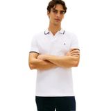 Tommy Hilfiger Pique Erkek Polo Tişört, Yaka ile, Beden S/S, 1 Adet, Beyaz, S