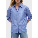 Tommy Hilfiger Poplin Çizgili Oversize Gömlek Kadın Gömlek WW0WW51120 0bh - 40 - Mavi