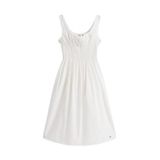 Tommy Hilfiger Poplin Midi Elbise, L, DW0DW20881, Beyaz, Kadın