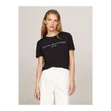 Tommy Hilfiger REG CORP LOGO C-NK SS Kadın Siyah T-Shirt - WW0WW40276