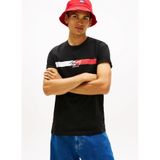Tommy Hilfiger Regular Fit Signature Çizgili T-shirt, L, DM0DM22539, Siyah, Erkek