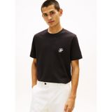 Tommy Hilfiger Regular Fit TH Logo İşlemeli Pamuklu Kısa Kollu T-Shirt, M, MW0MW43066, Siyah, Erkek
