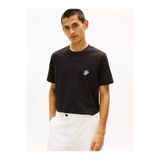 Tommy Hilfiger Regular Fit TH Logo İşlemeli Pamuklu Kısa Kollu T-Shirt, S, MW0MW43066, Siyah, Erkek