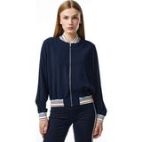 Tommy Hilfiger Rib Trim Zip Top Kadın Lacivert Ceket - DW5-Lacivert - 34