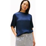 Tommy Hilfiger Sateen C-Neck Relaxed T-Shırt Kadın Mavi Bluz - Ww0ww45900