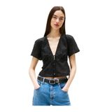 Tommy Hilfiger Siyah Broderie Bluz, M, DW0DW21241BDS, SİYAH, Kadın