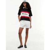 Tommy Hilfiger Siyah Kadın Standart Fit Desenli Polo T-Shirt Th x Cf1 Boxy Scrıpt Polo