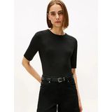 Tommy Hilfiger Slım 5X2 Rıb C-Nk 1/2 Slv Kadın Siyah T-Shirt - Ww0ww47308