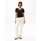 Tommy Hilfiger Slım Cody V-Nk S/S Tee Kadın Siyah T-Shirt - Ww0ww40584
