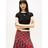 Tommy Hilfiger Slim Fit Kısa Kollu T-Shirt, XL, DW0DW22575, Siyah, Kadın