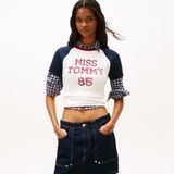 Tommy Hilfiger Slim Fit Miss Tommy Kadın Beyaz T-Shirt.ybh - YBH-Beyaz