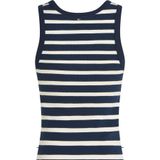 Tommy Hilfiger Slim Fit U Yaka Tank Top, L, WW0WW439200A4, Mavi, Kadın