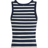 Tommy Hilfiger Slım Henley GB Scoop-Nk Tank Top Kadın Mavi T-Shirt - WW0WW43920