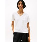 Tommy Hilfiger Slub Mdrn V-Nk Ss T-Shırt Kadın Beyaz T-Shirt - Ww0ww43901