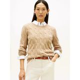 Tommy Hilfiger Soft Wool Cable C-Nk Ls Swt Kadın Bej Kazak - Ww0ww43586
