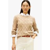 Tommy Hilfiger Soft Wool Cable C-Nk Ls Swt Kadın Bej Kazak - Ww0ww43586