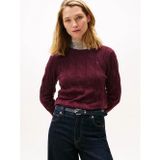 Tommy Hilfiger Soft Wool Cable C-Nk Ls Swt Kadın Kırmızı Kazak - Ww0ww43586