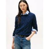 Tommy Hilfiger Soft Wool Cable C-Nk Ls Swt Kadın Mavi Kazak - Ww0ww43586