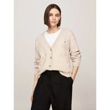 Tommy Hilfiger Soft Wool Cable Cardıgan Kadın Bej Hırka - Ww0ww43089